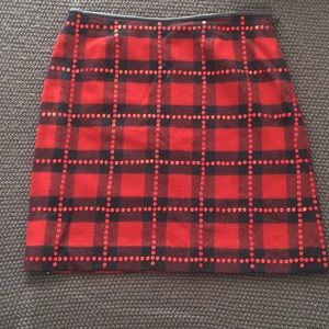 Nine West Red wool Plaid Mini skirt